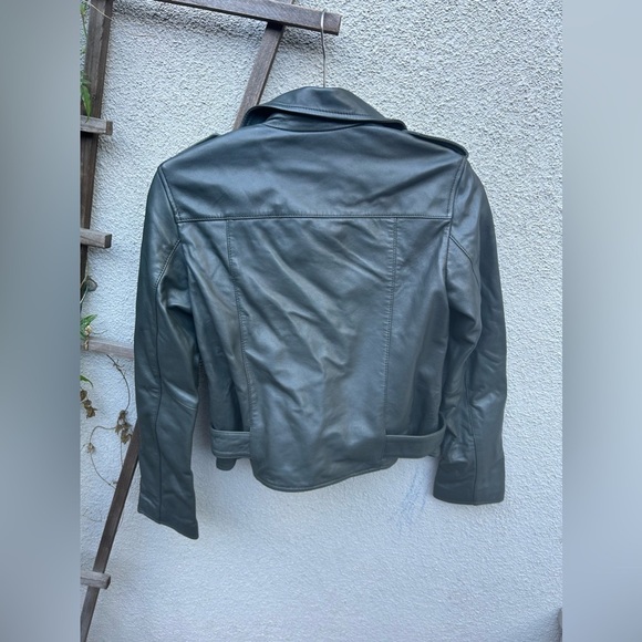 Allsaints Balfern Leather Moto Jacket in Sycamore Green New with Tags! - Picture 9 of 10